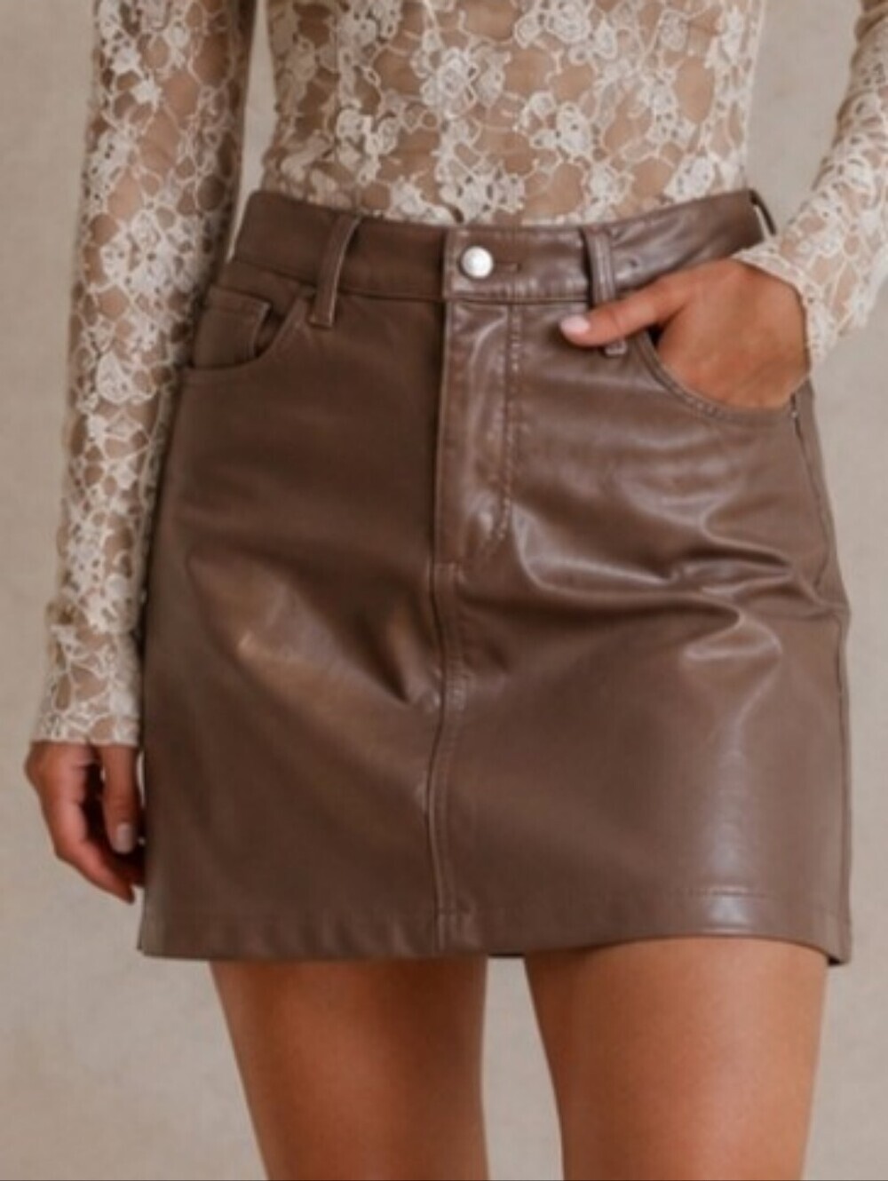 Torrid Size 14 Taupe Brown Faux Leather Mini Skirt NWT - Picture 1 of 6